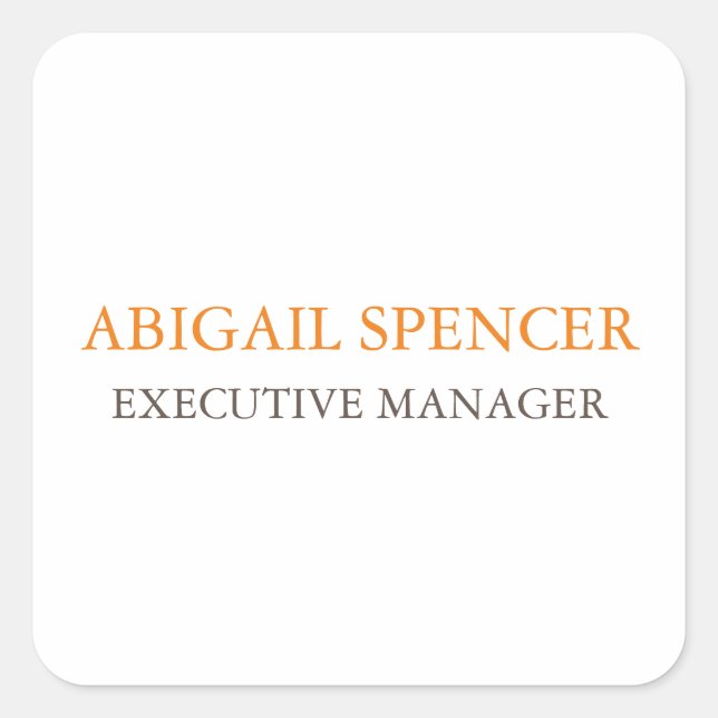 Klassisches Schlichtes, einfaches und Berufliches  Quadratischer Aufkleber (Vorderseite)