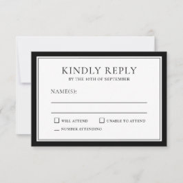 Klassisches schlichtes elegantes UAWG mit schwarze RSVP Karte