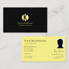 Klassisches Schlichtes Schwarzgelb mit Monogramm u Visitenkarte