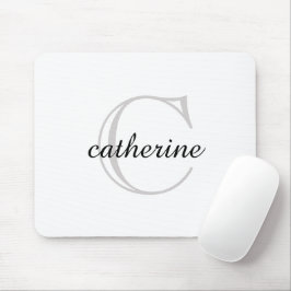 Klassisches Schlichtes White Script Monogram Mousepad