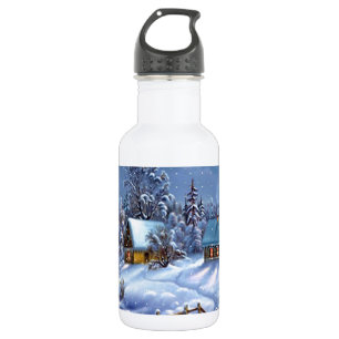 Klassisches, schönes, vintage Weihnachtsbild Edelstahlflasche