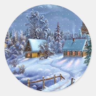 Klassisches, schönes, vintage Weihnachtsbild Runder Aufkleber