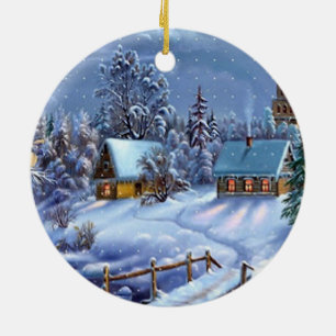 Klassisches, schönes Weihnachtsbild Keramik Ornament