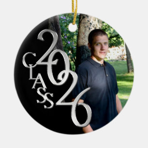 Klassisches Schwarz 2026 Absolventenfoto Keramik Ornament