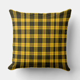 Klassisches Schwarz Gelb Tartan Kissen