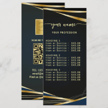 Klassisches Schwarz-Gold-Preislisten-Menü in Schri