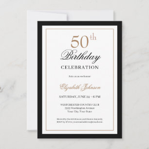 Klassisches Schwarz-Gold zum 50. Geburtstag Einladung