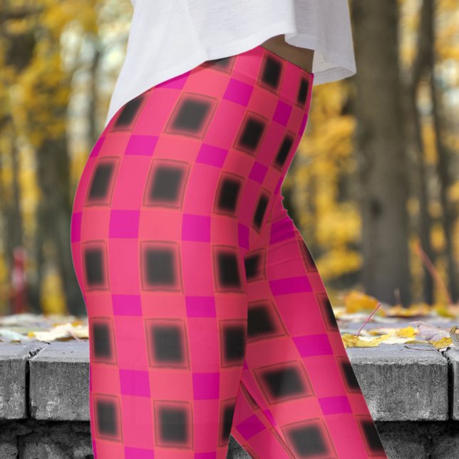 Klassisches Schwarz-Heiß-Rosa-Karo-Muster Leggings (Classic Black and Hot Pink Check Pattern Leggings)