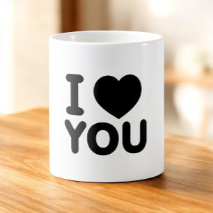 Klassisches Schwarz "Ich liebe dich" Herz Kaffeetasse