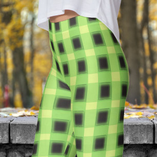 Klassisches Schwarz-Mindaro-Karo-Muster Leggings