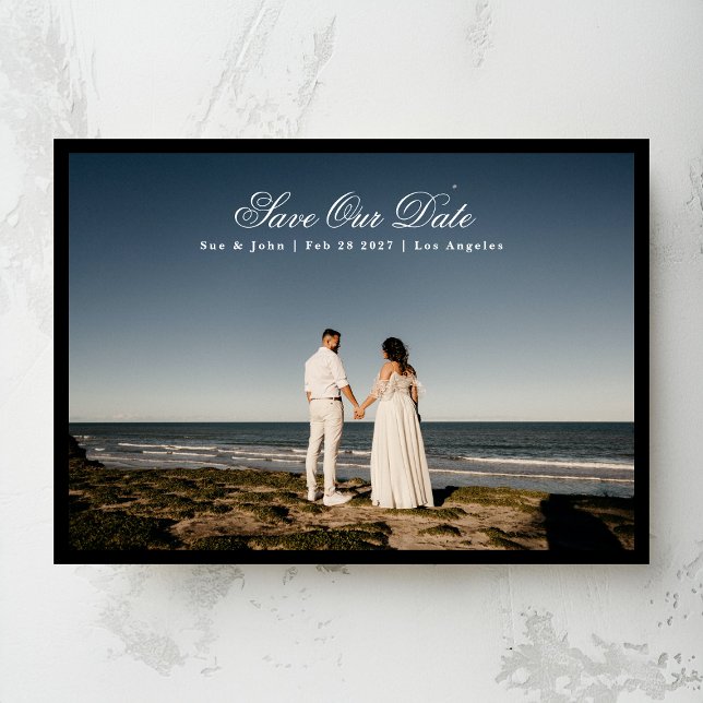 Klassisches Schwarz-Rahmen-Foto Save The Date (Von Creator hochgeladen)