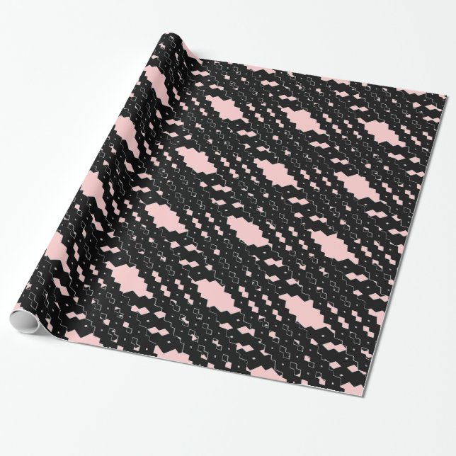 Klassisches Schwarz-Rosa-Lacy-Design Geschenkpapier (Ungerollt)
