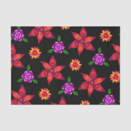 Klassisches Schwarz-Rot-Liberty-Blumenmuster Chic Seidenpapier