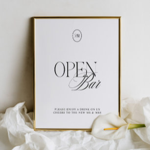 Klassisches Schwarz & Soft-Weiß-Offene-Bar-Hochzei
