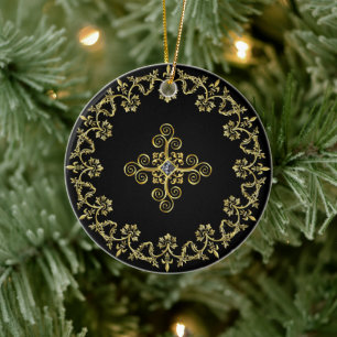 Klassisches Schwarz und Gold Keramik Ornament