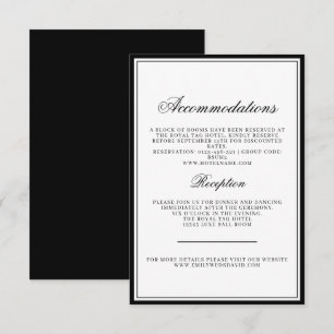 Klassisches Schwarz und Weiß Elegant Regal Begleitkarte