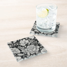 Klassisches Schwarz und Weiß, Vintag Glasuntersetzer