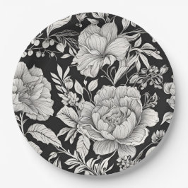Klassisches Schwarz und Weiß, Vintag Pappteller