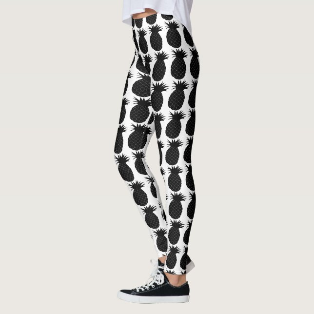 Klassisches Schwarz-Weiß-Ananas-Muster Leggings (Links)