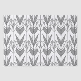 Klassisches Schwarz-Weiß-Art-Déco Floral-Muster Ch Seidenpapier