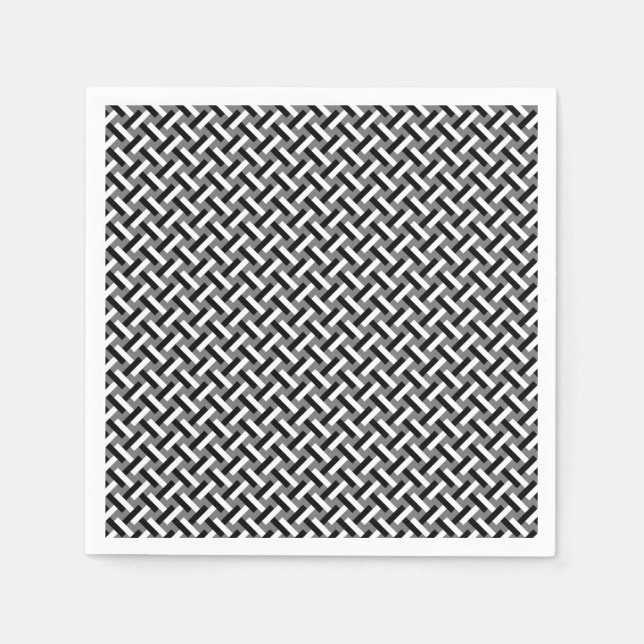 Klassisches Schwarz-Weiß-Art-Deco Herringbone-Must Serviette (Vorderseite)