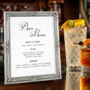 Klassisches Schwarz-Weiß-Bar Menü 8 x 10 Zoll Prin Fotodruck