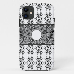 Klassisches Schwarz-weiß-Barockmuster zum Anpassen Case-Mate iPhone Hülle