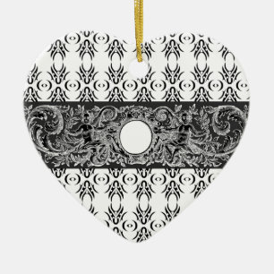 Klassisches Schwarz-weiß-Barockmuster zum Anpassen Keramik Ornament