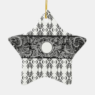 Klassisches Schwarz-weiß-Barockmuster zum Anpassen Keramikornament
