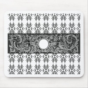 Klassisches Schwarz-weiß-Barockmuster zum Anpassen Mousepad