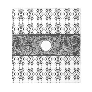 Klassisches Schwarz-weiß-Barockmuster zum Anpassen Notizblock