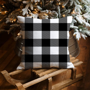 Klassisches Schwarz-Weiß-Buffalo-Kariert-Weihnacht Kissen