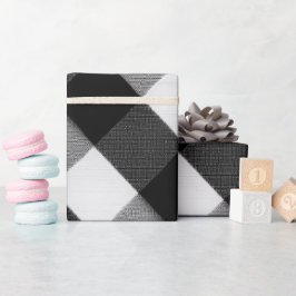 Klassisches Schwarz Weiß Büffel Schnee Karomuster Geschenkpapier