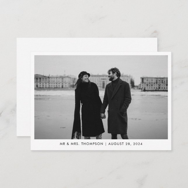 Klassisches Schwarz-Weiß-Foto Dankeskarte (Vorne/Hinten)