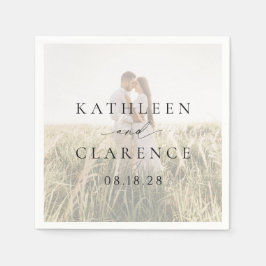 Klassisches Schwarz-Weiß-Foto Elegante Hochzeit Serviette