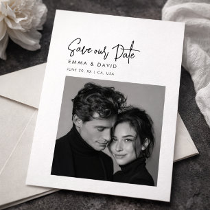Klassisches Schwarz-Weiß-Foto-Hochzeits-Save-the-D Save The Date