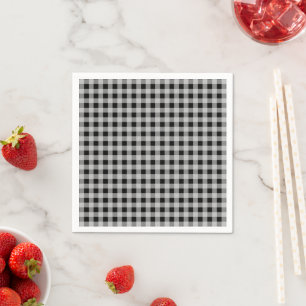 Klassisches Schwarz-Weiß-Gingham-Farmhouse-Papier Serviette