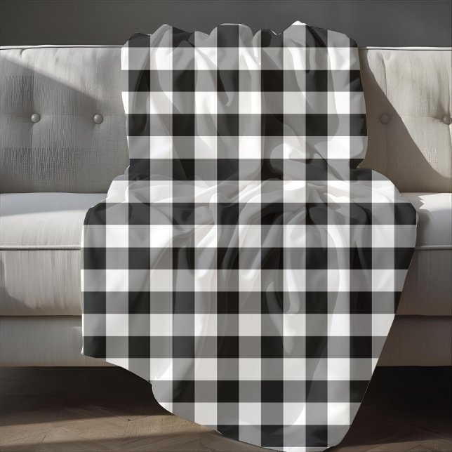 Klassisches Schwarz-Weiß-Gingham-Karo-Muster Fleecedecke (Classic Black And White Plaid Gingham Pattern Fleece Blanket)