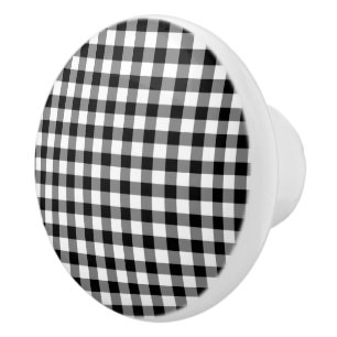 Klassisches Schwarz-Weiß-Gingham-Karomuster Keramikknauf