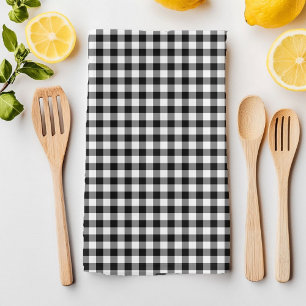 Klassisches Schwarz-Weiß-Gingham-Muster Küchentuch