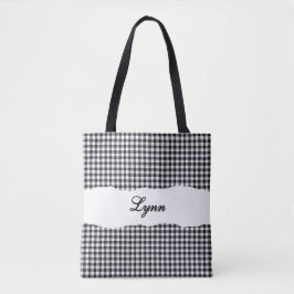 Klassisches Schwarz-Weiß-Gingham | Personalisierte