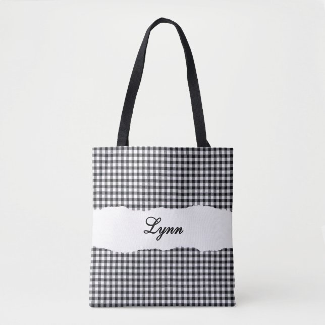 Klassisches Schwarz-Weiß-Gingham | Personalisierte (Vorderseite)