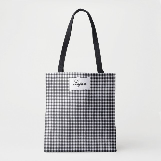 Klassisches Schwarz-Weiß-Gingham | Personalisierte (Vorderseite)
