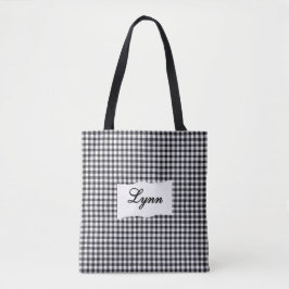 Klassisches Schwarz-Weiß-Gingham | Personalisierte