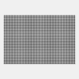 Klassisches Schwarz-Weiß-Hahnentrittmuster Geschenkpapier Set