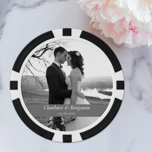 Klassisches Schwarz-Weiß-HochzeitsFoto Pokerchips