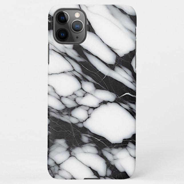 Klassisches Schwarz-Weiß-Marmor-Muster iPhone Hülle (Rückseite)