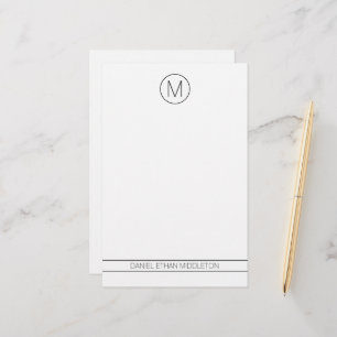 Klassisches Schwarz-Weiß-Modernes Monogramm Briefpapier