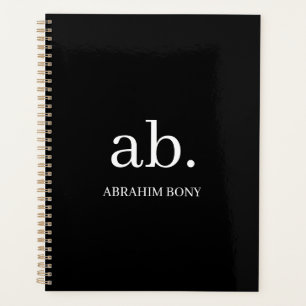 Klassisches Schwarz-Weiß-Monogramm-Design Planer