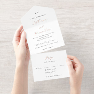 Klassisches Schwarz-Weiß-Monogramm Elegante Hochze All-in-One-Einladung